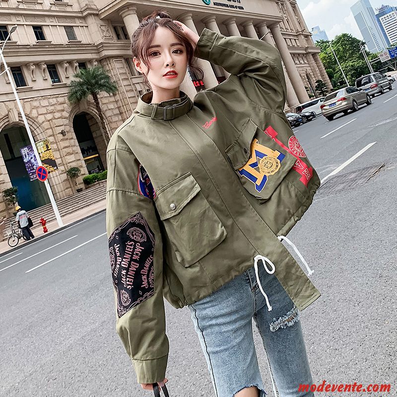 Vestes Femme Rétro Manteau Printemps Tendance Cargo Étudiant