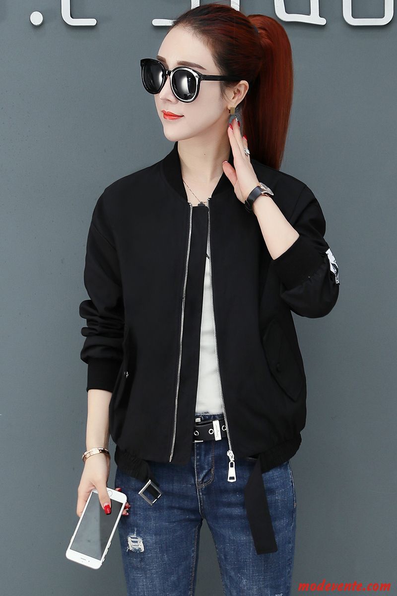 Vestes Femme Vêtements De Baseball Manteau Printemps Court Baggy Noir
