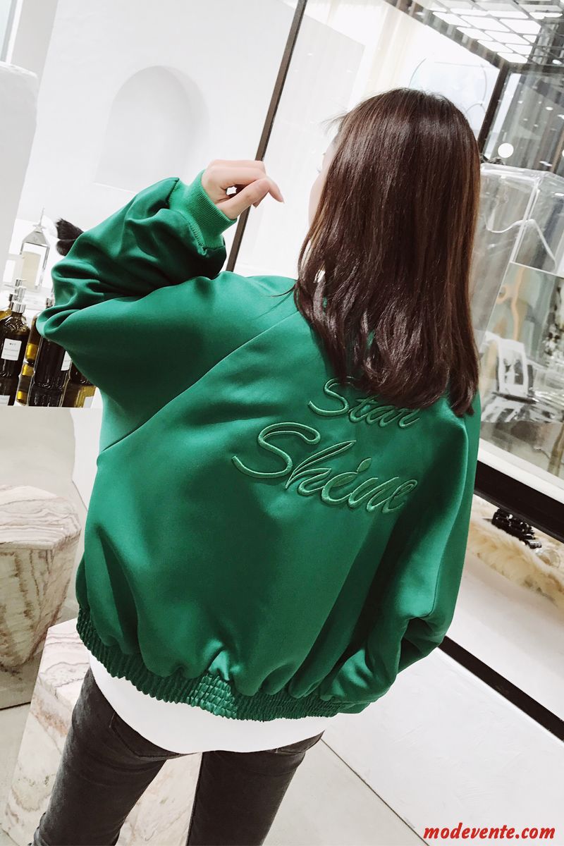 Vestes Femme Vêtements De Baseball Printemps L'automne Décontractée Tendance Manteau Vert