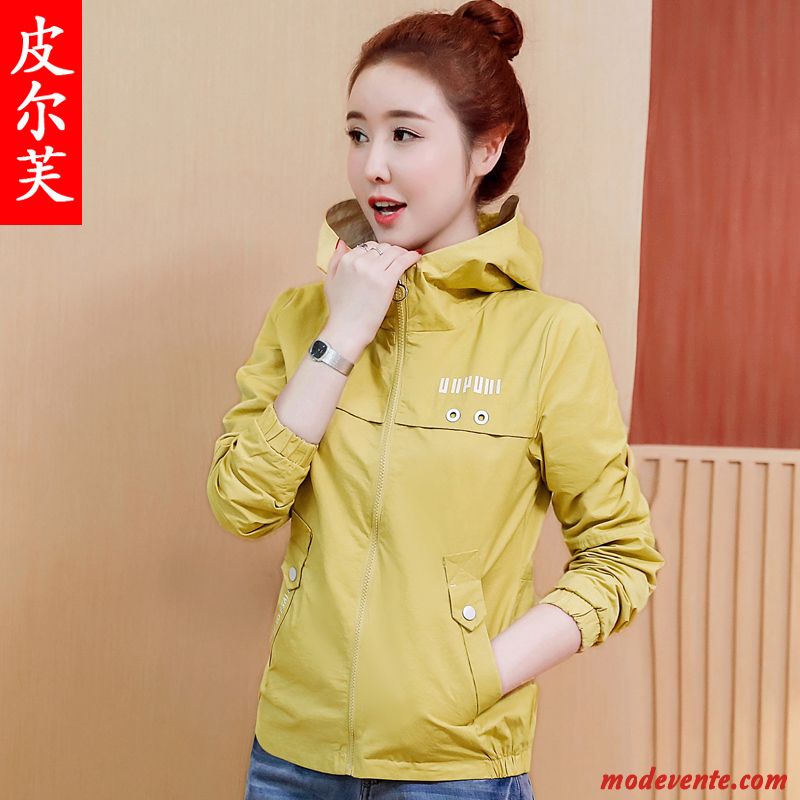 Vestes Femme Vêtements De Baseball Une Veste Baggy Manteau Court Capuche Jaune