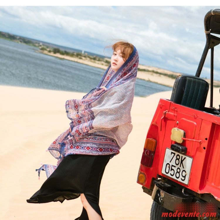 Écharpe Femme All-match Bord De Mer Plage Gros Ultra Été Rouge Violet