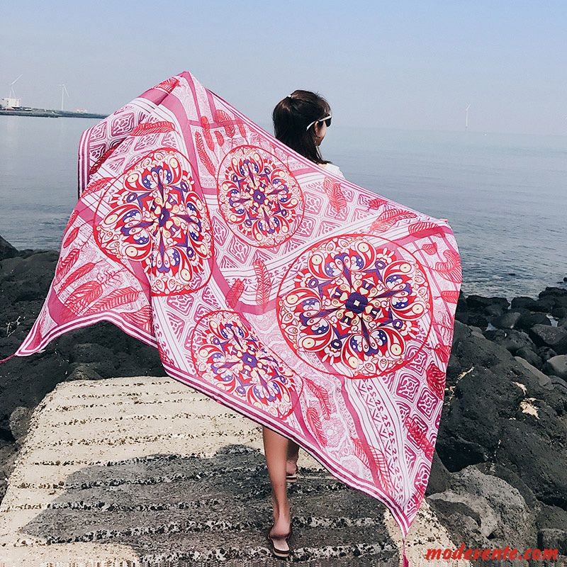 Écharpe Femme Châle Tourisme Conduire Plage Été Crème Solaire Bleu