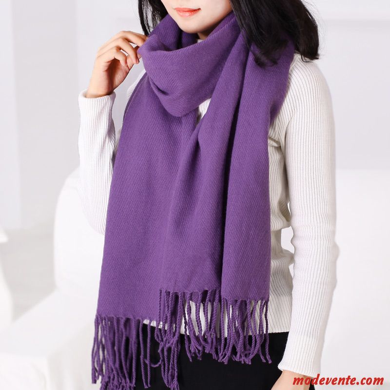 Écharpe Femme Châle Treillis Tricot Plus Épais All-match Collier Violet