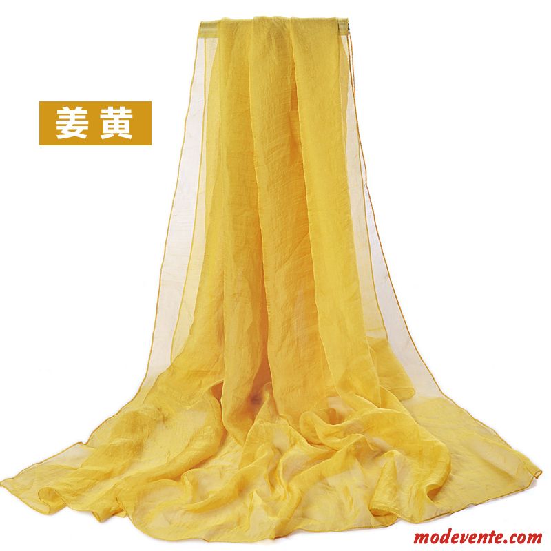 Écharpe Femme Gros Longue Section Multifonctions Été Ultra Crème Solaire Jaune