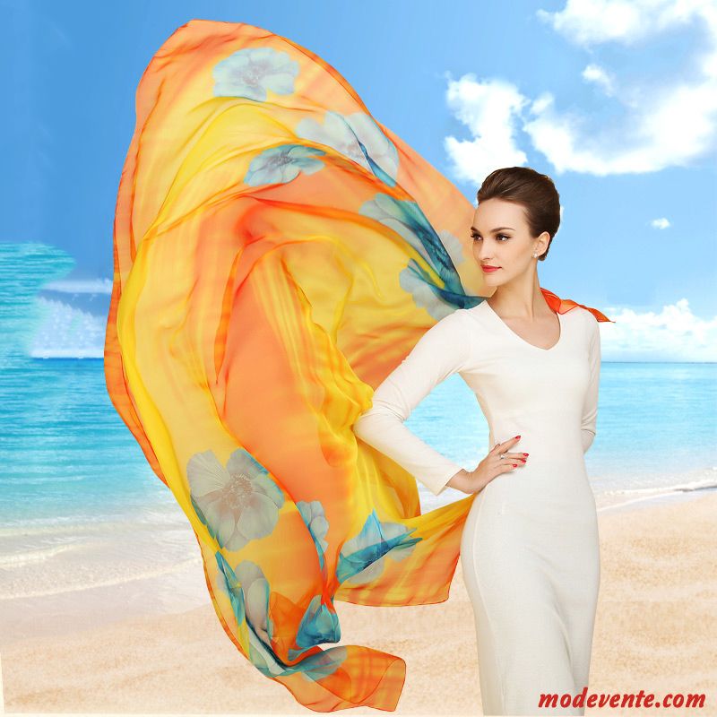 Écharpe Femme Multifonctions Été All-match Plage Crème Solaire Le Nouveau Jaune
