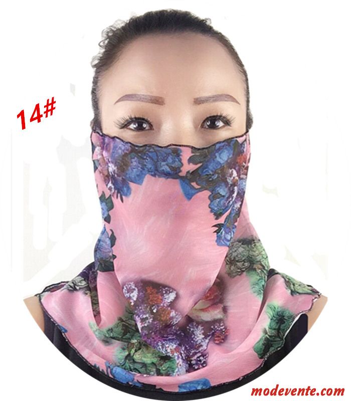 Écharpe Femme Section Mince Petit Pullover Masques Soie Crème Solaire Noir