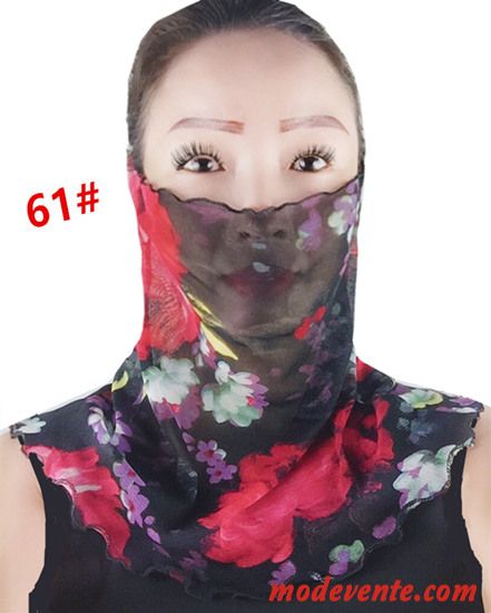 Écharpe Femme Section Mince Petit Pullover Masques Soie Crème Solaire Noir