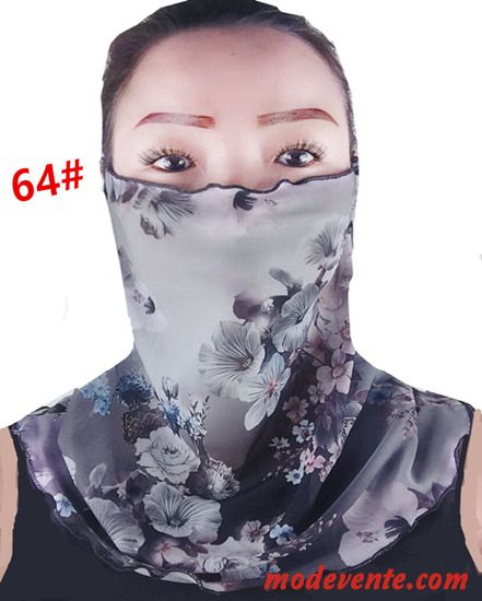 Écharpe Femme Section Mince Petit Pullover Masques Soie Crème Solaire Noir