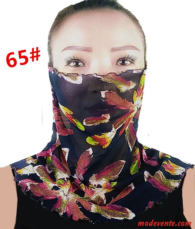 Écharpe Femme Section Mince Petit Pullover Masques Soie Crème Solaire Noir