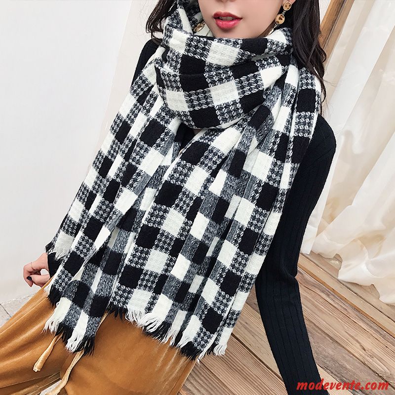 Écharpe Femme Treillis Classique Étudiant Garder Au Chaud All-match Plaid Rouge