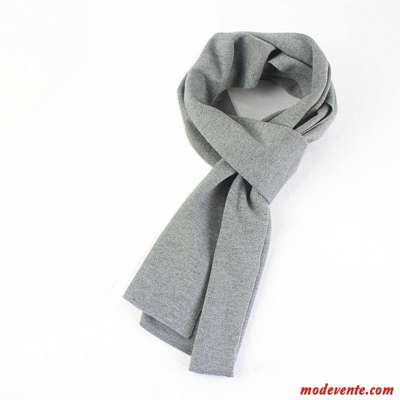 Écharpe Homme All-match Le Nouveau Art Longue Section De Laine L'automne Pure Noir Gris Clair