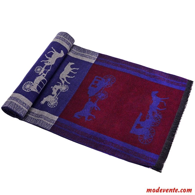 Écharpe Homme Collier Décoration Hiver Garder Au Chaud Le Nouveau Boite Cadeau Bleu Rouge Gris