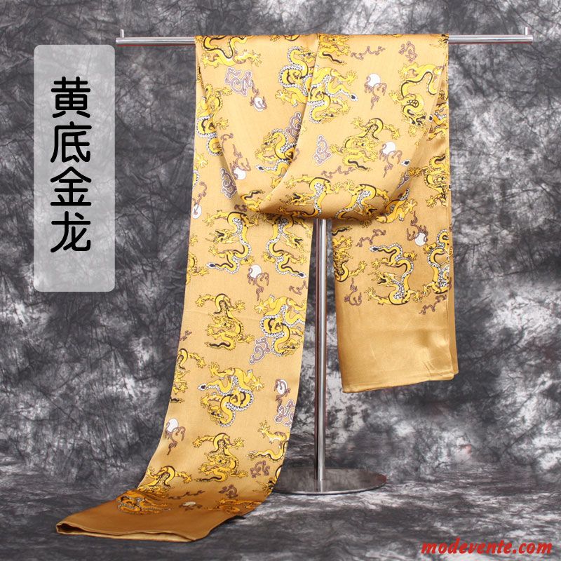 Écharpe Homme L'automne Soie Printemps Dragon Entreprise Été Jaune