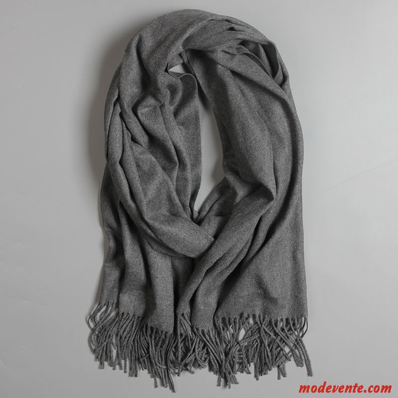 Écharpe Homme Multifonctions Garder Au Chaud Châle Cachemire Longue Section Tassel Marron Pure Gris Foncé