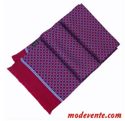 Écharpe Homme Sided Soie Soie Mulberry Longue Entreprise Chemise Impression Bleu Rouge