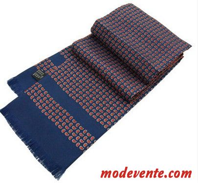 Écharpe Homme Sided Soie Soie Mulberry Longue Entreprise Chemise Impression Bleu Rouge