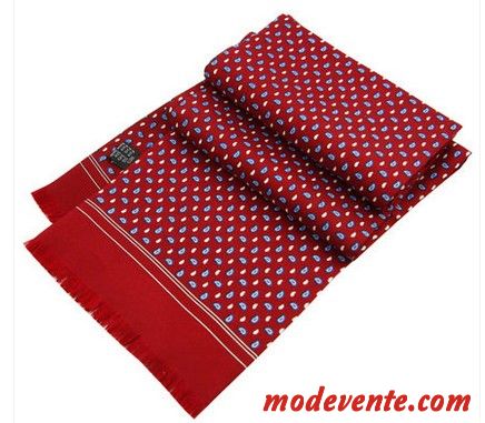 Écharpe Homme Sided Soie Soie Mulberry Longue Entreprise Chemise Impression Bleu Rouge