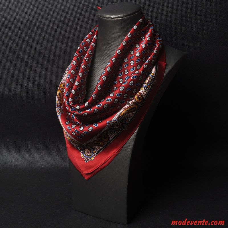 Écharpe Homme Soie Mulberry Foulard Petit Bordeaux