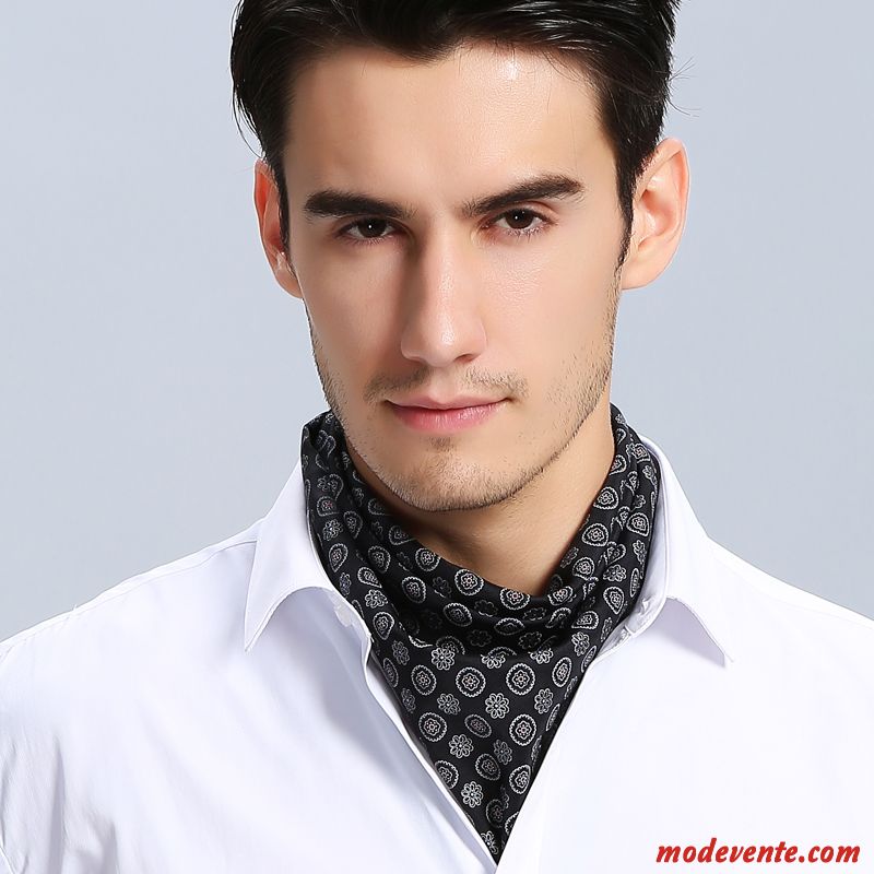 Écharpe Homme Tendance Hip Hop Collier Soie Chemise Petit Noir