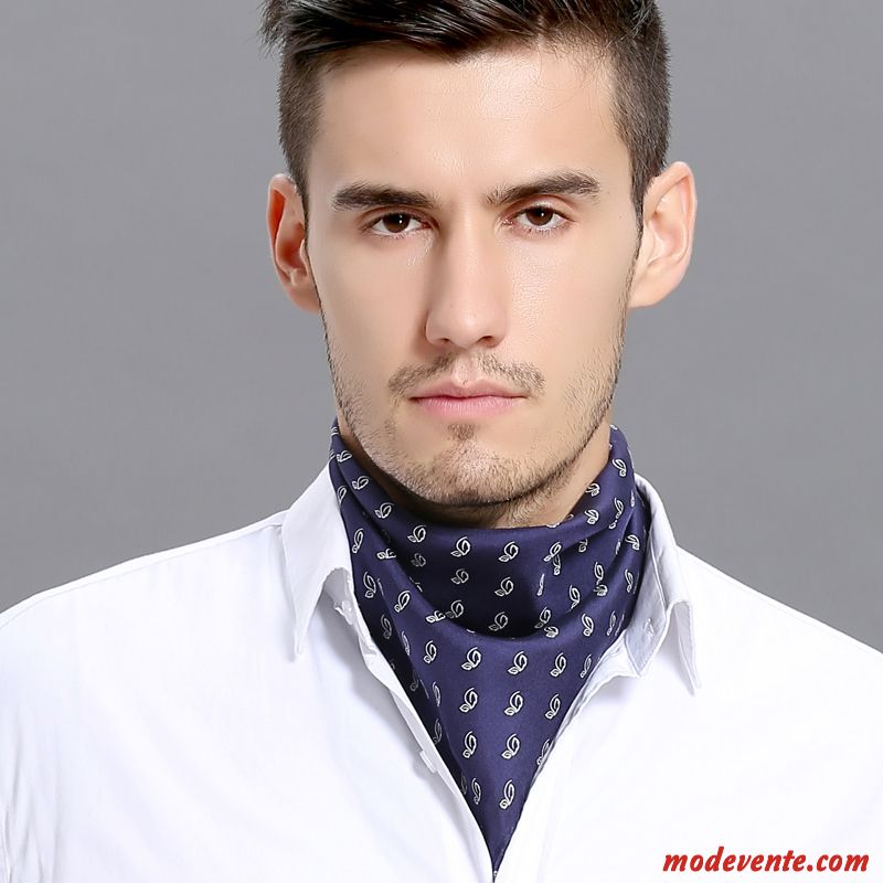 Écharpe Homme Tendance Hip Hop Collier Soie Chemise Petit Noir