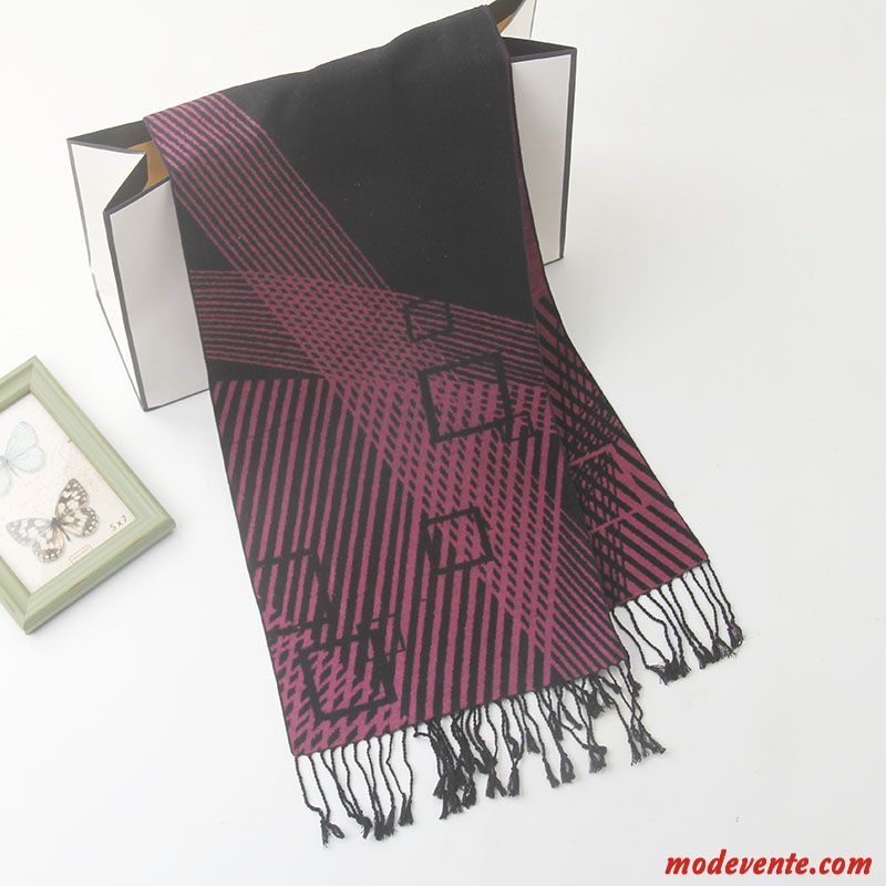 Écharpe Homme Velours Hiver Femme Foulard De Fête Soie Rouge