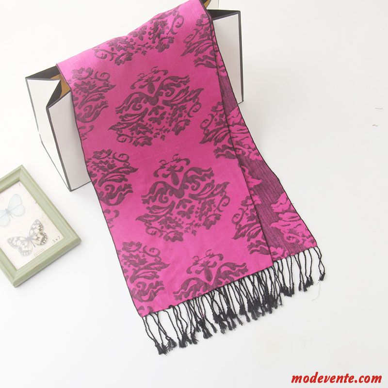 Écharpe Homme Velours Hiver Femme Foulard De Fête Soie Rouge