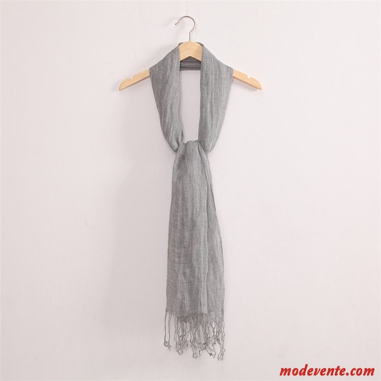 Écharpe Homme Été L'automne Printemps Châle Tassel Femme Pure Gris