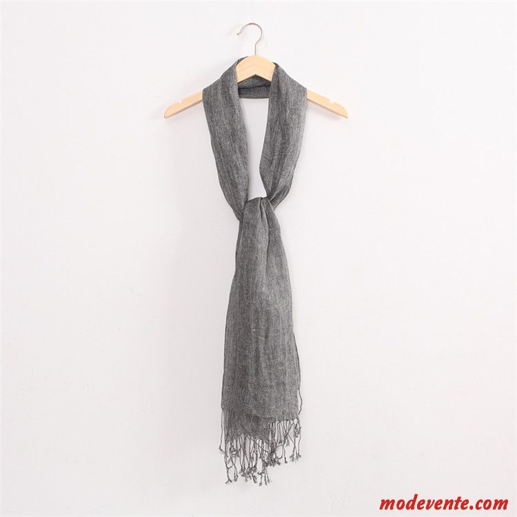 Écharpe Homme Été L'automne Printemps Châle Tassel Femme Pure Gris