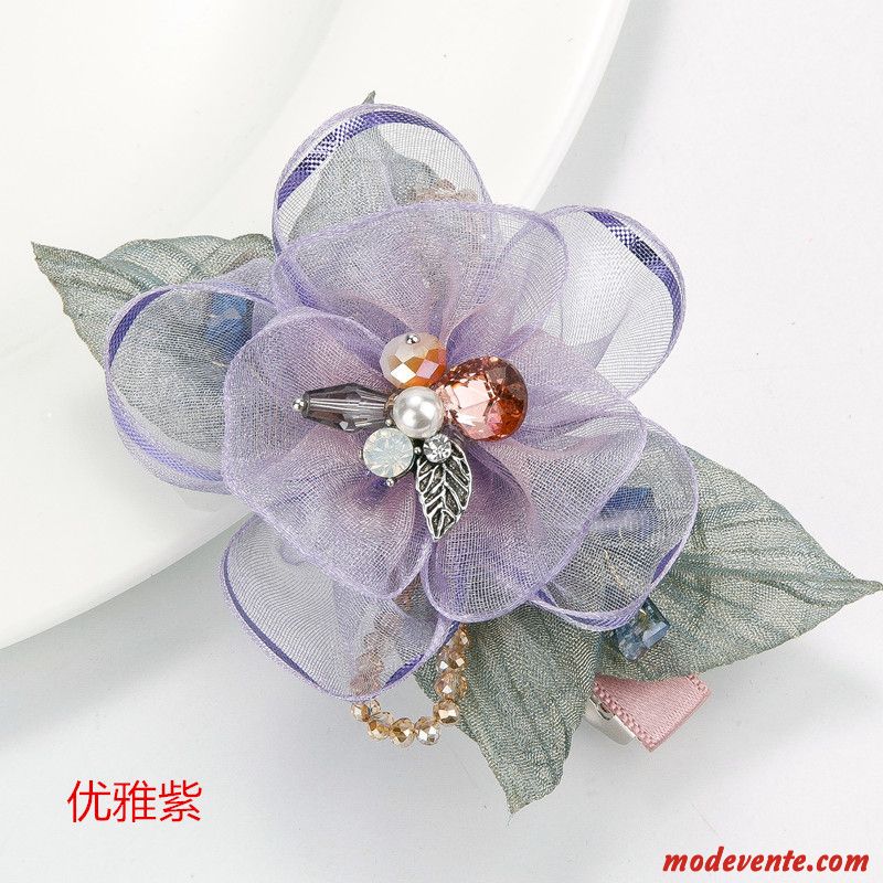 Épingle À Cheveux Femme Arc Queue De Cheval Accessoires Adulte Pince À Ressort Fleur Rose