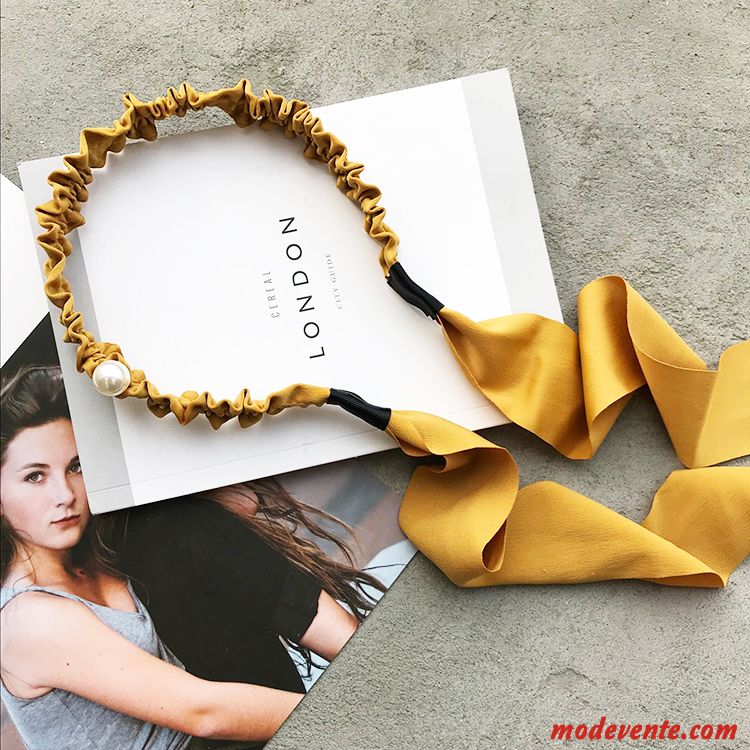 Épingle À Cheveux Femme Bandes Cheveux Bandeau Rétro Simple Arc Adulte Pure Jaune