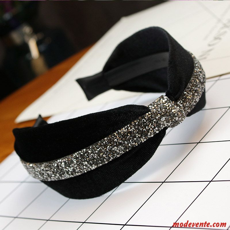 Épingle À Cheveux Femme Bandes Cheveux Milieu Diamant Ornements De Cheveux Rayé Velours Or
