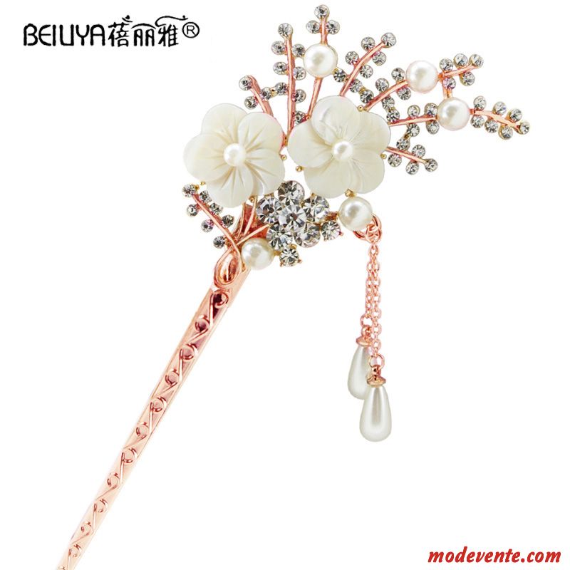 Épingle À Cheveux Femme Classique All-match Distributeur De Plaques La Mariée Fleurs Tassel Or