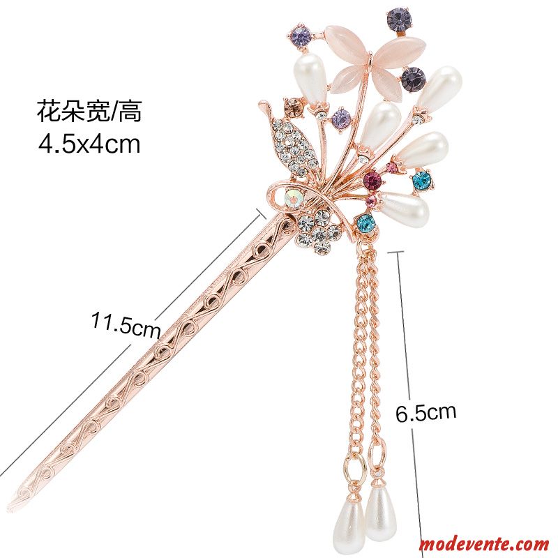 Épingle À Cheveux Femme Classique All-match Distributeur De Plaques La Mariée Fleurs Tassel Or