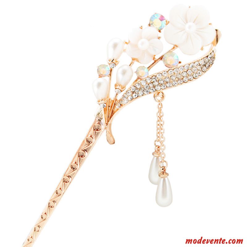 Épingle À Cheveux Femme Classique All-match Distributeur De Plaques La Mariée Fleurs Tassel Or