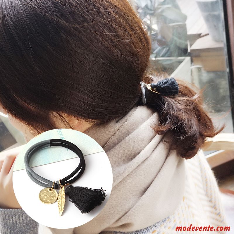 Épingle À Cheveux Femme Corde Tête Bandeau Élastique Simple Cheveux Cravate Couvre-chefs Noir