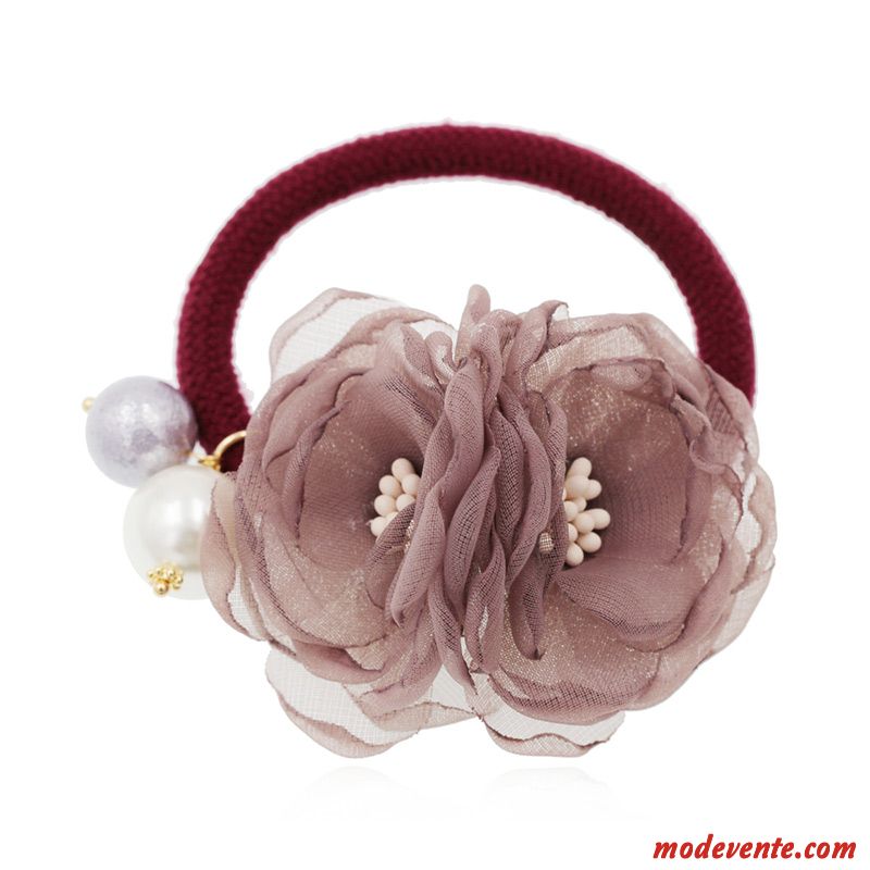 Épingle À Cheveux Femme Corde Tête Fleur Réseau Adulte Simple Élastique Rouge Vert Clair