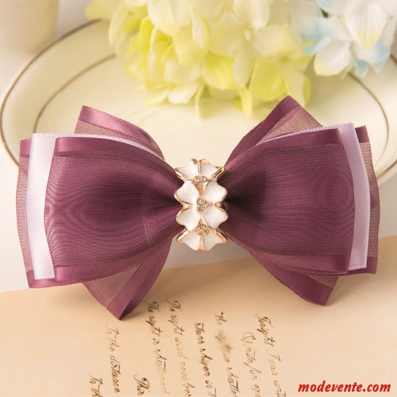 Épingle À Cheveux Femme Fleur Arc Accessoires Queue De Cheval Dames Personnalité Rouge Violet