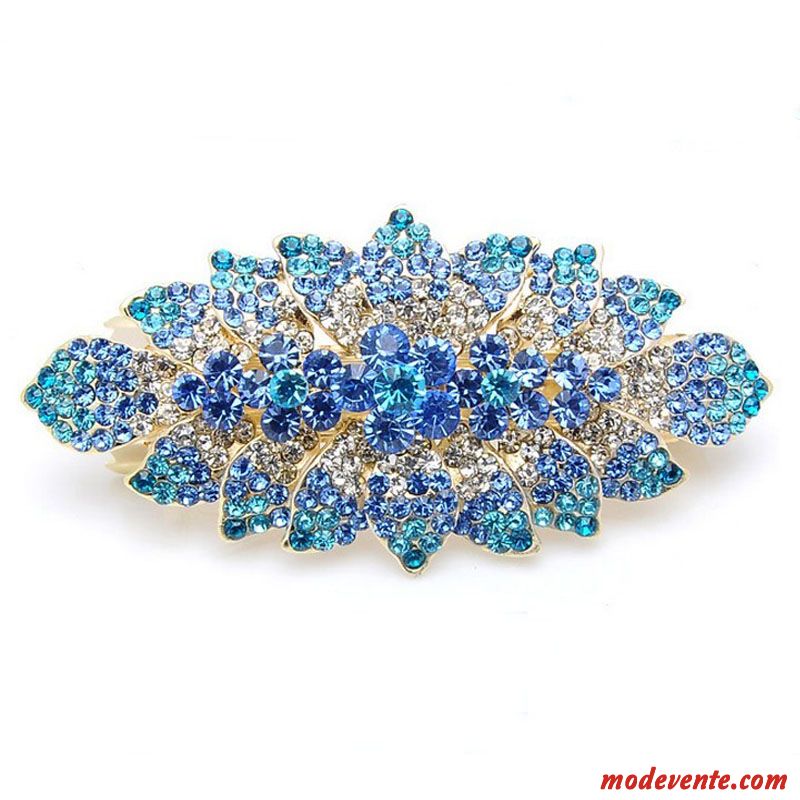 Épingle À Cheveux Femme Grand Ornements De Cheveux Pierres De Strass Fleur Gros Couvre-chefs Bleu