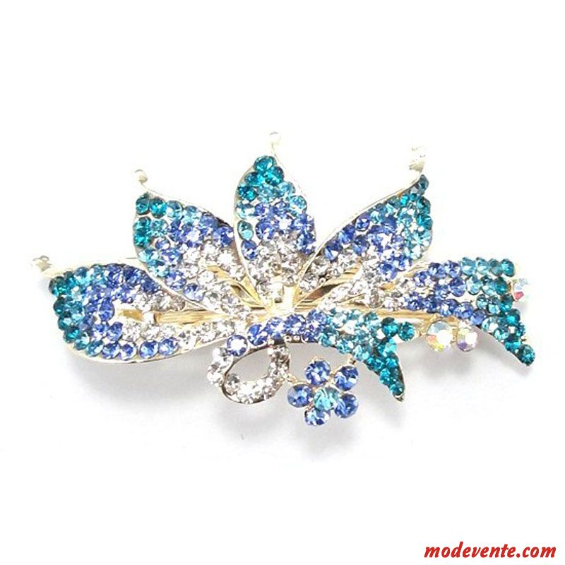 Épingle À Cheveux Femme Grand Ornements De Cheveux Pierres De Strass Fleur Gros Couvre-chefs Bleu