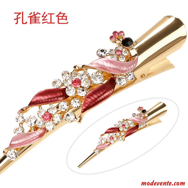 Épingle À Cheveux Femme Grand Papillon Couvre-chefs Haut Grade Pierres De Strass Ornements De Cheveux Rouge