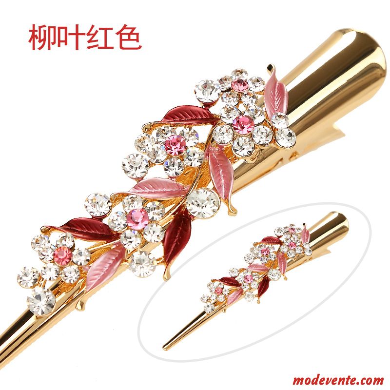 Épingle À Cheveux Femme Grand Papillon Couvre-chefs Haut Grade Pierres De Strass Ornements De Cheveux Rouge