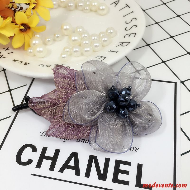 Épingle À Cheveux Femme Ornements De Cheveux Fleur Haut Grade Couvre-chefs Fil De Soie Tissu Rose Gris