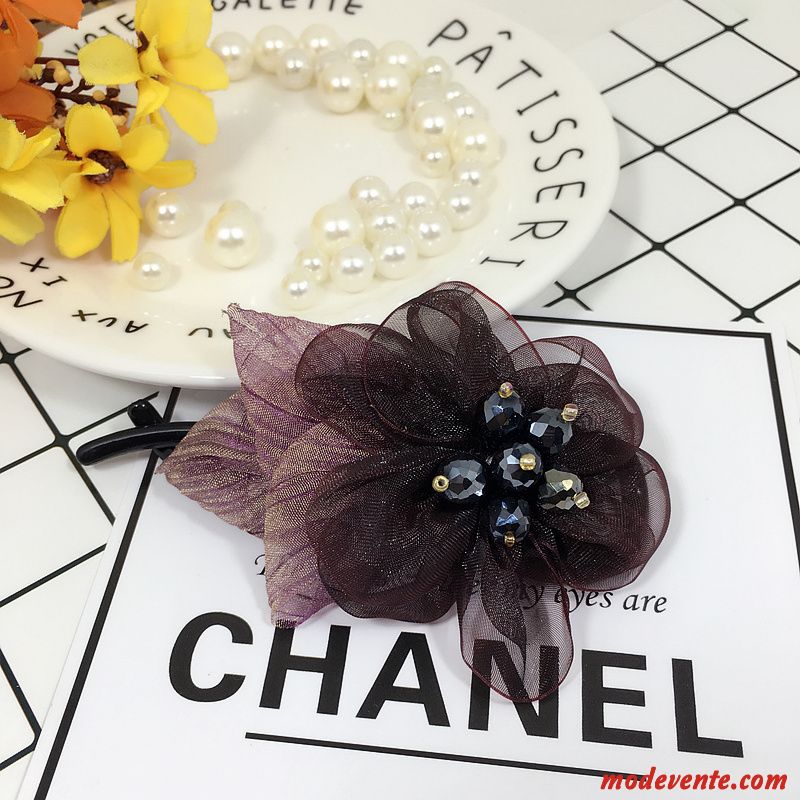 Épingle À Cheveux Femme Ornements De Cheveux Fleur Haut Grade Couvre-chefs Fil De Soie Tissu Rose Gris