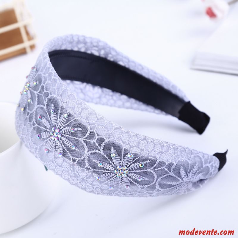 Épingle À Cheveux Femme Pierres De Strass Accessoires Doux All-match Bandes Cheveux Côté Large Bleu Foncé