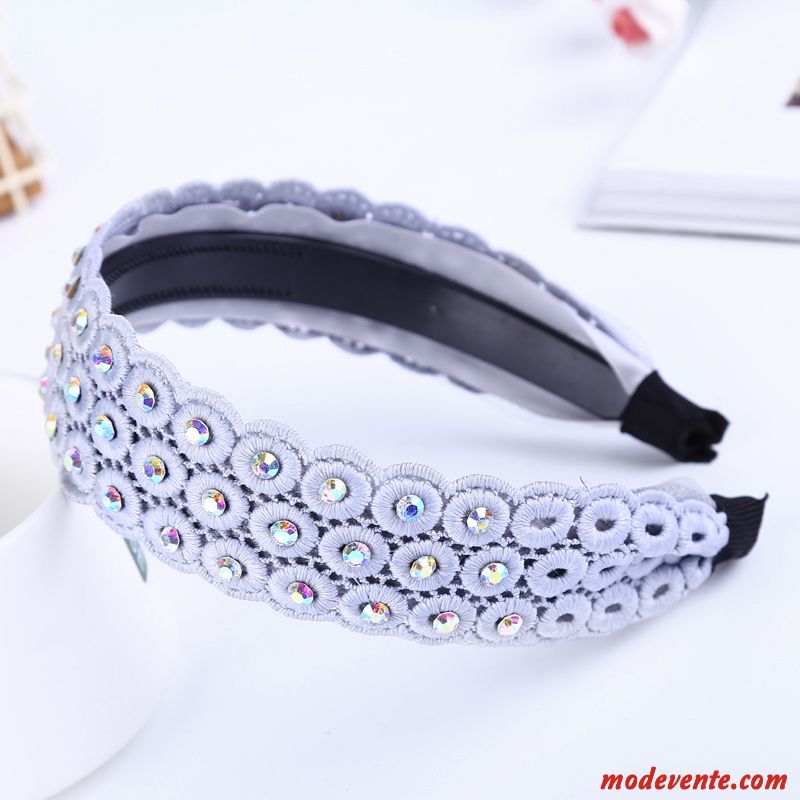 Épingle À Cheveux Femme Pierres De Strass Accessoires Doux All-match Bandes Cheveux Côté Large Bleu Foncé