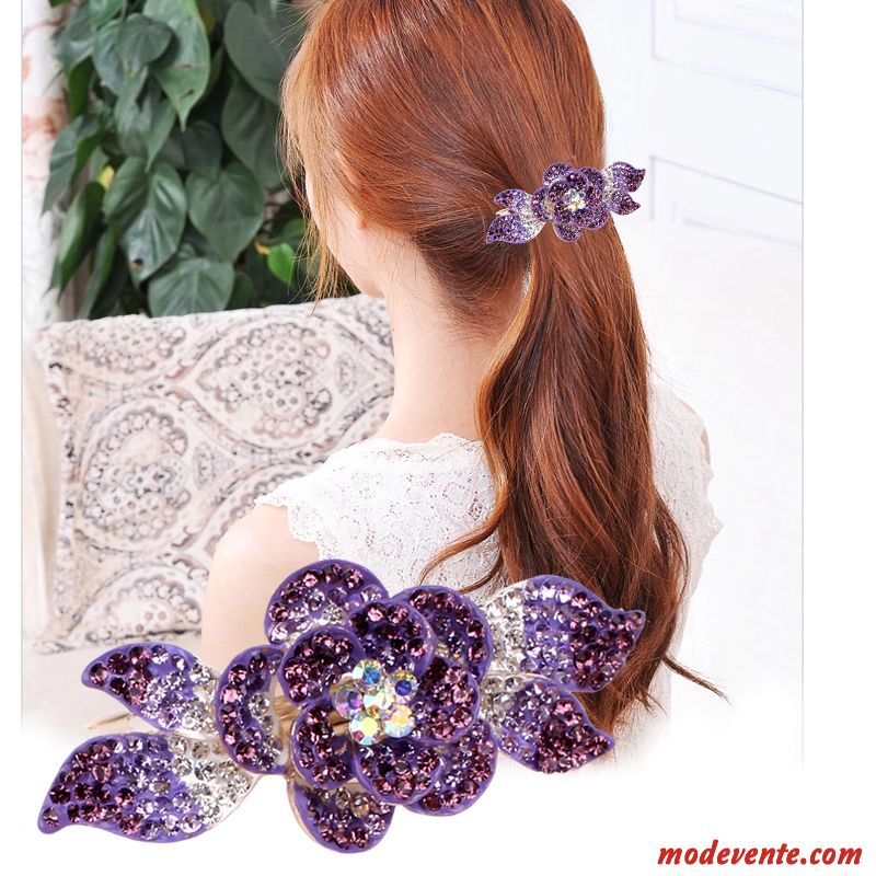 Épingle À Cheveux Femme Pierres De Strass Accessoires Racé Haut Grade Grand Ornements De Cheveux Violet