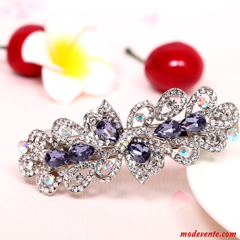 Épingle À Cheveux Femme Pierres De Strass Accessoires Racé Haut Grade Grand Ornements De Cheveux Violet