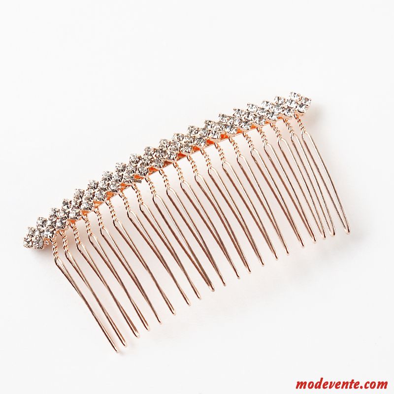 Épingle À Cheveux Femme Pierres De Strass Couvre-chefs Frange Peigne Ornements De Cheveux Emission De Cartes Rose