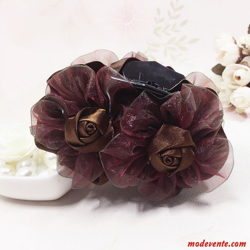 Épingle À Cheveux Femme Poignées Manuel Couvre-chefs Fleur Tissu Fleurs Rose Violet
