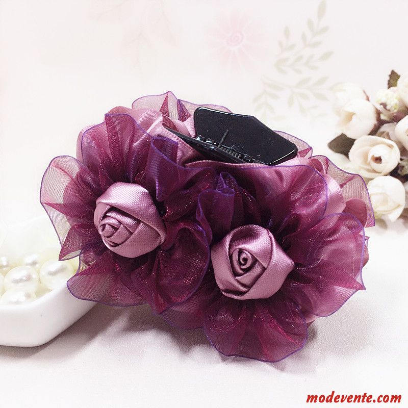 Épingle À Cheveux Femme Poignées Manuel Couvre-chefs Fleur Tissu Fleurs Rose Violet